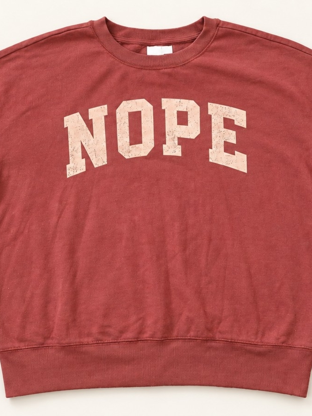 Maurices Women’s NOPE Graphic Crewneck Sweatshirt Size L Burgundy